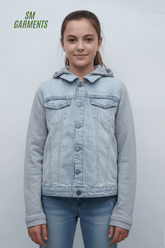 GIRLS LIGHT BLUE DENIM JACKET - Smgarment's